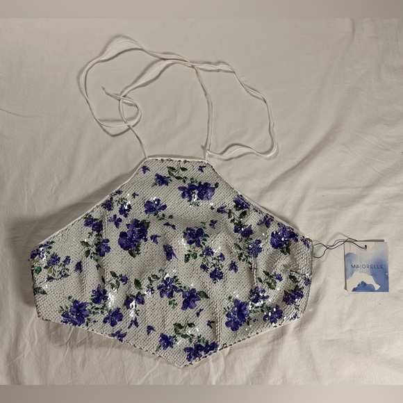 REVOLVE Majorelle Tamara White Sequin Top in Purple Butterfly Large - Picture 3 of 12